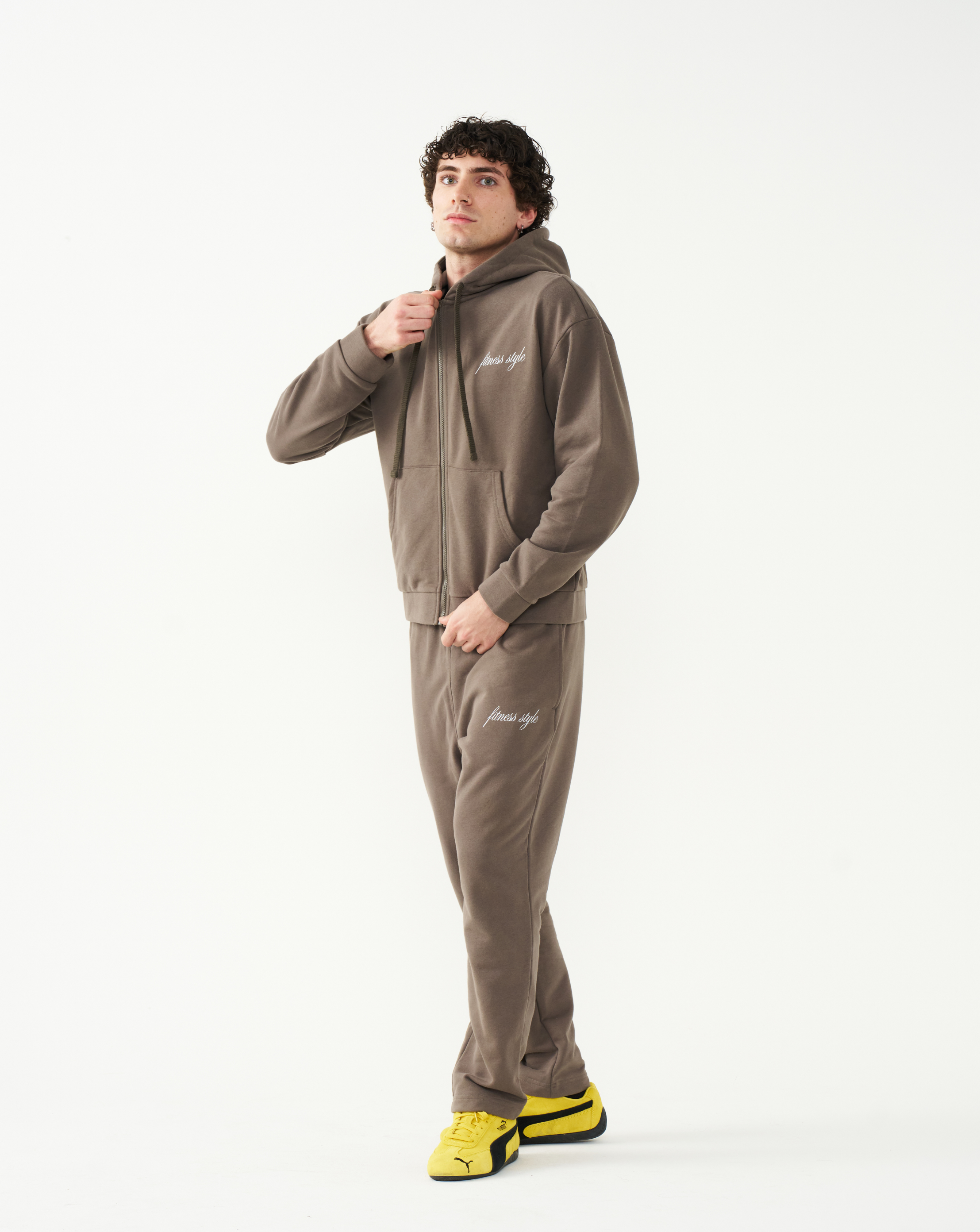 FitnessStyle Brown Hoodie Track Suit