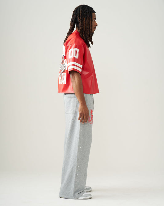 FitnessStyle The Varsity Faux-Leather Top